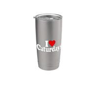 YO CORAZÓN AMO CATURDAYS GATOS Y SÁBADOS Vaso térmico de acero inoxidable de doble pared