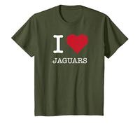 Yo Corazón Jaguares, Amo Jaguares Camiseta, Niños, Verde Oliva, 3 años