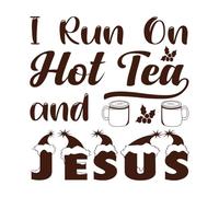 Yo corro con té caliente y diseño de Jesús Calcomanías de pared 54.6x56.3cm No daña la superficie de la pared Café