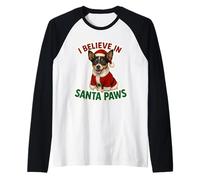 Yo Creo en Santa Paws Toy Fox Terrier Dog Feliz Navidad Camiseta Manga Raglan