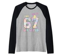 Yo era 6 Ahora Estoy 7 Cumpleaños Día de Pascua Niños Niños 67 Meme Camiseta Manga Raglan