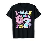 Yo era 6 Ahora Soy 7 67 Meme Groovy Retro 7th Cumpleaños Niña Niño Camiseta