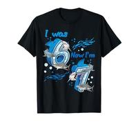 Yo era 6 Ahora Soy 7 7 cumpleaños Niño Niña Ocean Shark Cumpleaños Camiseta