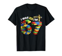 Yo era 6 Ahora Soy 7 Building Bricks 6 7 Birthday Block Builder Camiseta