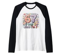 Yo era 6 Ahora Soy 7 Divertido 7 Cumpleaños Niñas Niños Niños Camiseta Manga Raglan