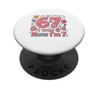 Yo era 6 Ahora Soy 7 Divertido 7 Cumpleaños Niñas Niños Niños PopSockets PopGrip Adhesivo