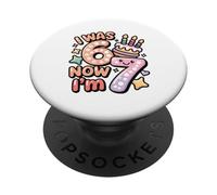 Yo era 6 Ahora Soy 7 Divertido 7 Cumpleaños Niñas Niños Niños PopSockets PopGrip Adhesivo