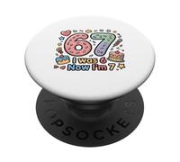 Yo era 6 Ahora Soy 7 Divertido 7 Cumpleaños Niñas Niños Niños PopSockets PopGrip Adhesivo