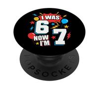 Yo era 6 Ahora Soy 7 Divertido 7 Cumpleaños Seis Siete PopSockets PopGrip Adhesivo
