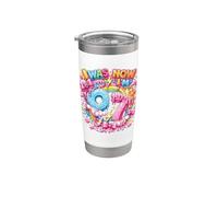 Yo era 6 Ahora soy 7 Drip Bow Coquette 7th Birthday Girls Vaso térmico de acero inoxidable de doble pared