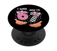 Yo era 6 Ahora Tengo 7 Lindos números de cumpleaños de Siete años PopSockets PopGrip Adhesivo