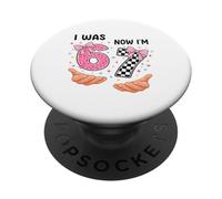 Yo era 6 Ahora Tengo 7 Lindos números de cumpleaños de Siete años PopSockets PopGrip Adhesivo