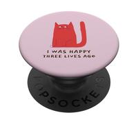 Yo era Feliz Hace Tres Vidas (Declaración Divertida del Gato) PopSockets PopGrip Adhesivo