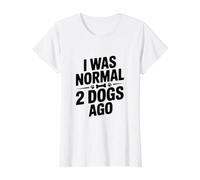 Yo era Normal Hace 2 Perros Camiseta gráfica económica, Mujer, Blanco, XS