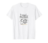 Yo era Normal Hace Tres Gatos Divertido Amante de Las Mascotas Camiseta, Hombre, Blanco, 3XL