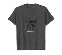Yo era Normal Hace Tres Gatos Divertido Amante de Las Mascotas Camiseta, Hombre, Jaspeado Oscuro, M