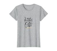 Yo era Normal Hace Tres Gatos Divertido Amante de Las Mascotas Camiseta, Mujer, Gris Jaspeado, 3XL