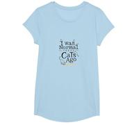 Yo era Normal Hace Tres Gatos Divertido Amante de Las Mascotas Camiseta, Niñas, Azul Bebé, Pequeña