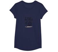 Yo era Normal Hace Tres Gatos Divertido Amante de Las Mascotas Camiseta, Niñas, Azul Marino, Pequeña