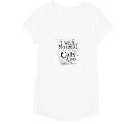 Yo era Normal Hace Tres Gatos Divertido Amante de Las Mascotas Camiseta, Niñas, Blanco, XS