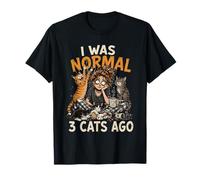 Yo era Normal Hace Tres Gatos Divertido Amante de los Gatos Meme Juego de Palabras Camiseta
