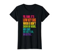 Yo Fam It's Low Key Sus Show Your Work Funny Gen Z Alpha Camiseta gráfica económica, Mujer, Negro, XS