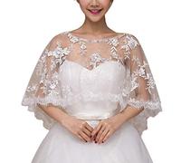 YO-HAPPY Mantón de Las Mujeres, Mujeres Bordado Floral Encaje Mantón de la Boda Capa Rhinestone Nupcial Capelet Bolero