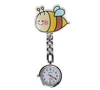 YO-HAPPY Reloj de Bolsillo de Dibujos Animados 3D Cute Bee Doctor Enfermera Relojes Portátil Acrílico Vintage Silver Round Digital Dial Reloj de Pulsera con Mini Clip de Colgar