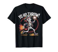Yo Ho Throw Pirata Esqueleto béisbol Divertido Camiseta