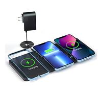 YO Make IT - Cargador inalámbrico, Triple Ultrafino, Certificado Qi 3 Dispositivos Cargador de inducción para Cargador inalámbrico iPhone 13/13 Pro/13 Mini/13 Pro MAX/SE 2022/XR, Galaxy S22 Series