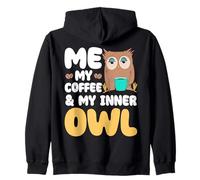 Yo, mi café y mi búho Interior, Amantes del café Morning Owl Sudadera con Capucha