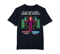 Yo No Cumplo Años Subo de Nivel Videojuegos RPG Gaming Friki Camiseta, Hombre Tallas Grandes, Negro, 6X Alto