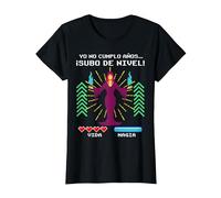 Yo No Cumplo Años Subo de Nivel Videojuegos RPG Gaming Friki Camiseta, Mujer, Negro, 3XL