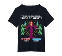 Yo No Cumplo Años Subo de Nivel Videojuegos RPG Gaming Friki Camiseta, Mujer Tallas Grandes, Negro, 4XL Grande