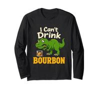 Yo no Puedo Beber Bourbon Divertido Dinosaurio Bebedor de Whisky Broma Manga Larga