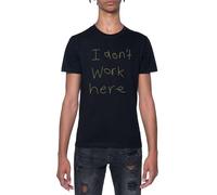 Yo No Trabajo Aquí Camiseta De Manga Corta Negra con Cuello Redondo para Hombre T-Shirt Short Sleeve Black Crewneck tee For Men