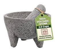 YO PIDO Molcajete 6 pulgadas; mortero de especias; fabricado con piedra volcánica; molcajete hecho a mano en México; Guacamole y máquina de salsa; incluye piedra de mortero