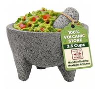 YO PIDO Molcajete 6 pulgadas; mortero de especias; fabricado con piedra volcánica; molcajete hecho a mano en México; Guacamole y máquina de salsa; incluye piedra de mortero