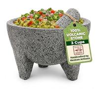 YO PIDO Molcajete 7 pulgadas; mortero de especias; fabricado con piedra volcánica; molcajete hecho a mano en México; guacamole y máquina de salsa; incluye piedra de mortero