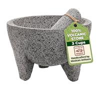 YO PIDO Molcajete 7 pulgadas; mortero de especias; fabricado con piedra volcánica; molcajete hecho a mano en México; guacamole y máquina de salsa; incluye piedra de mortero