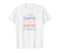 Yo Soy David. Haciendo, David Things. Celebración Divertida Camiseta gráfica económica, Hombre, Blanco, L