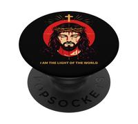 Yo Soy La Luz del Mundo Juan 8:12 Jesús Versículo Bíblico Arte PopSockets PopGrip Adhesivo