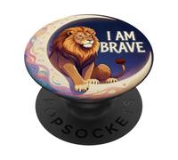 YO Soy Valiente Luna Leon Bravery Presente PopSockets PopGrip Adhesivo