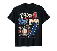 Yo tenía 6 años Ahora Tengo 7 años 7 cumpleaños niños Ice Cream Drip Baseball Camiseta gráfica económica, Hombre, Negro, M