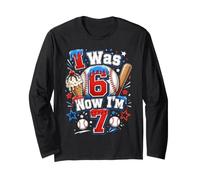 Yo tenía 6 años Ahora Tengo 7 años 7 cumpleaños niños Ice Cream Drip Baseball Manga Larga