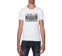 Yo Toco El Teclado Camiseta De Manga Corta Blanca con Cuello Redondo para Hombre T-Shirt Short Sleeve White Crewneck tee For Men