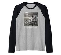 Yo Vivo aquí Ahora béisbol Mapache Bebiendo café Camiseta Manga Raglan