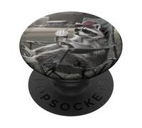 Yo Vivo aquí Ahora béisbol Mapache Bebiendo café PopSockets PopGrip Adhesivo