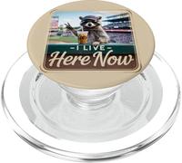 Yo Vivo aquí Ahora Mapache Bebiendo café béisbol PopSockets PopGrip para MagSafe