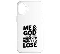 Yo y Dios vs Quien Quiere Perder Motivacional Carcasa para iPhone 16 Plus